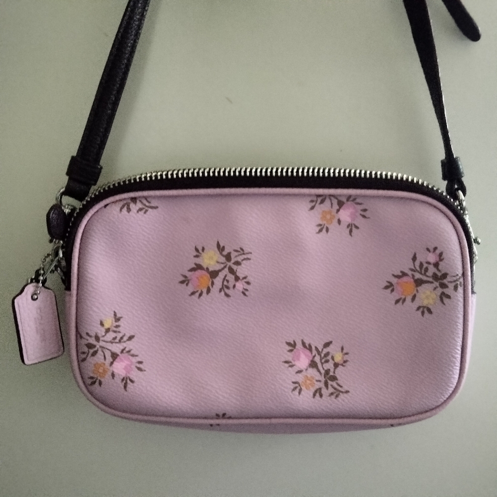 Coach Floral Cross Stitch Double Zipper Crossbody - Picture 4 of 13